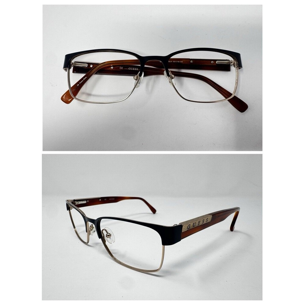 Guess GU1736 BLK Black Brown Gold Eyeglass Frames 53-18-140 Authentic